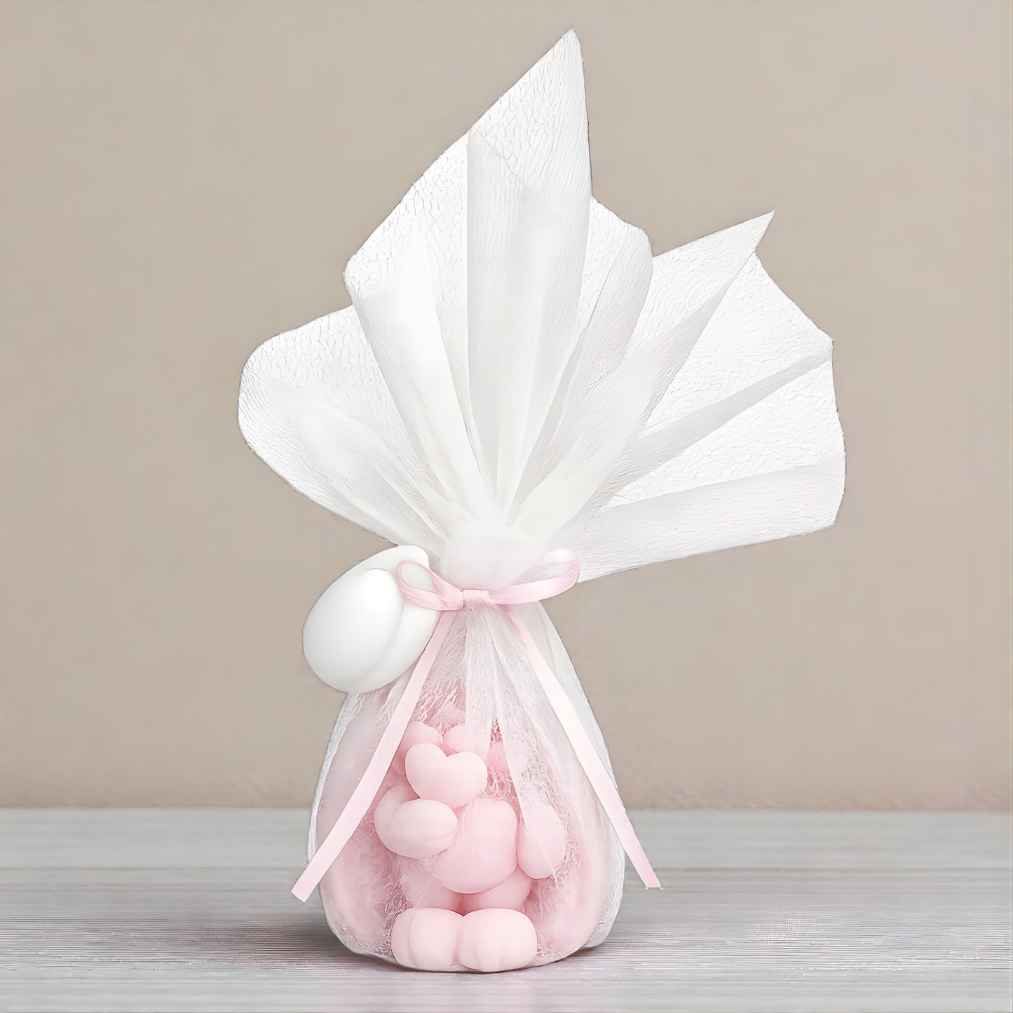 Λαγουδάκι με Καρδιά-Μπομπονιέρα Κερί