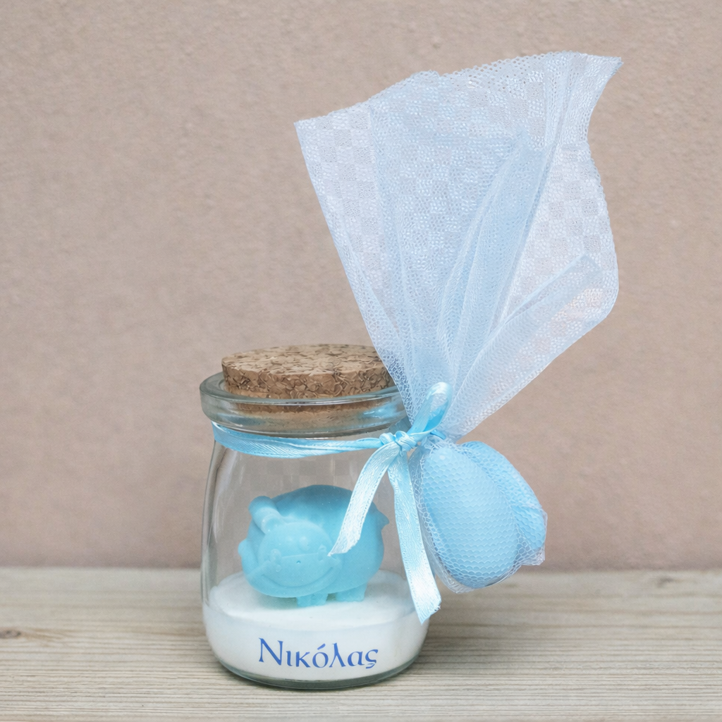 Μπομπονιέρα Κερί Ζωάκι σε Γυάλινο Βαζάκι