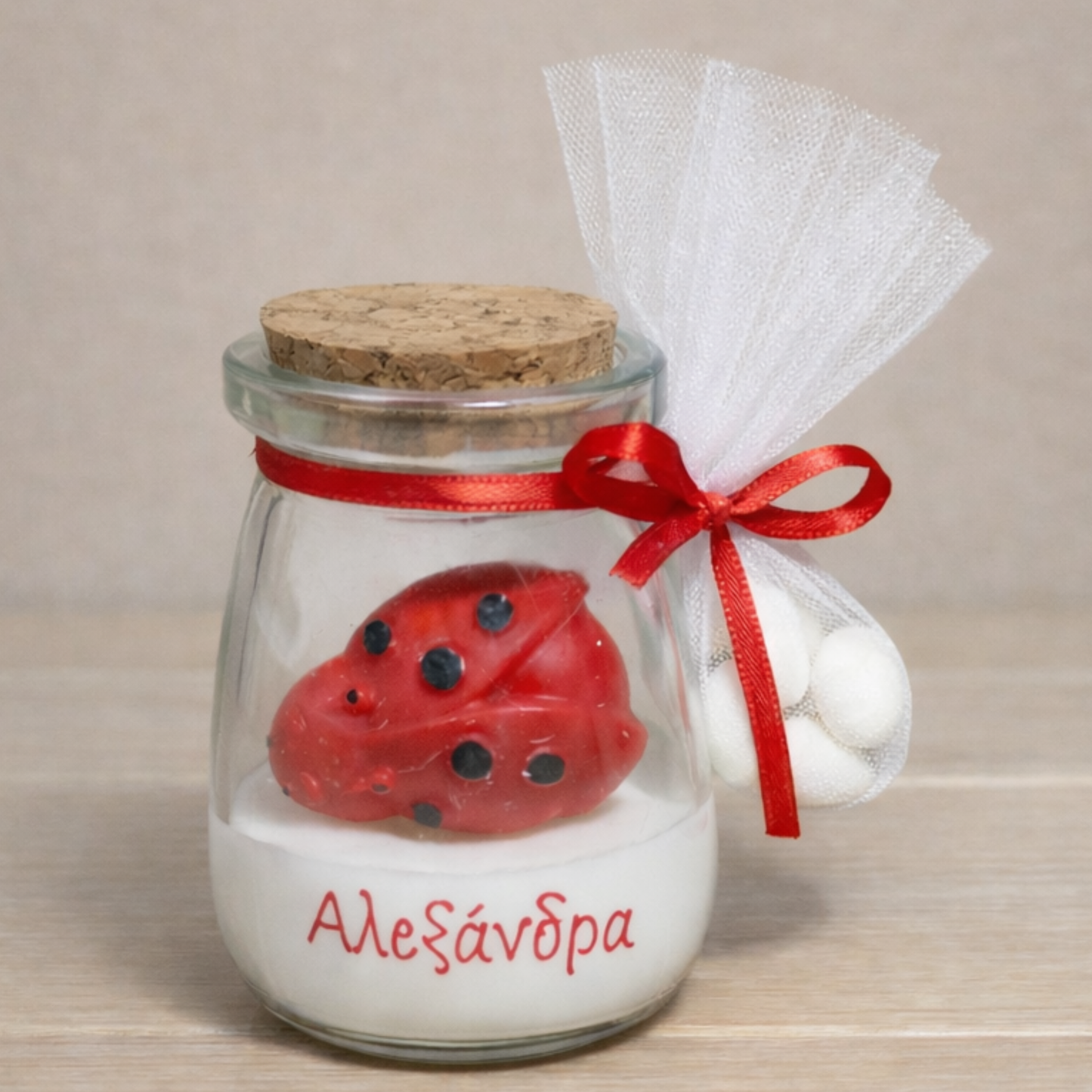 Μπομπονιέρα Κερί Πασχαλίτσα σε Γυάλινο Βαζάκι