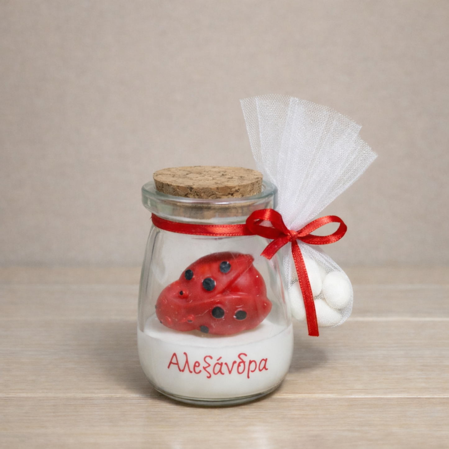 Μπομπονιέρα Κερί Πασχαλίτσα σε Γυάλινο Βαζάκι