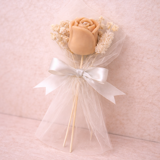 Μπομπονιέρα Γάμου Κερί Τριαντάφυλλο σε Τούλι