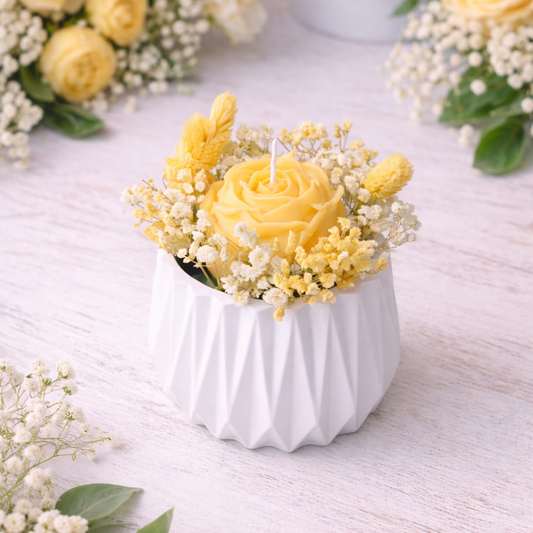 Βάζο Πορσελάνης Κίτρινο με Αρωματικό Κερί Σόγιας