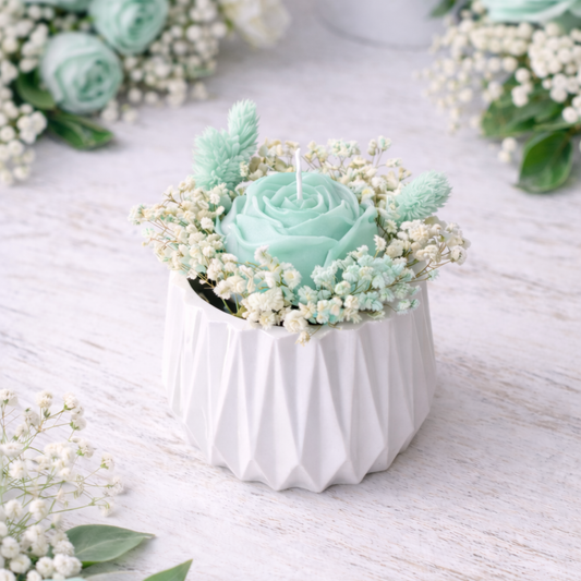 Βάζο Πορσελάνης Μέντα με Αρωματικό Κερί Σόγιας