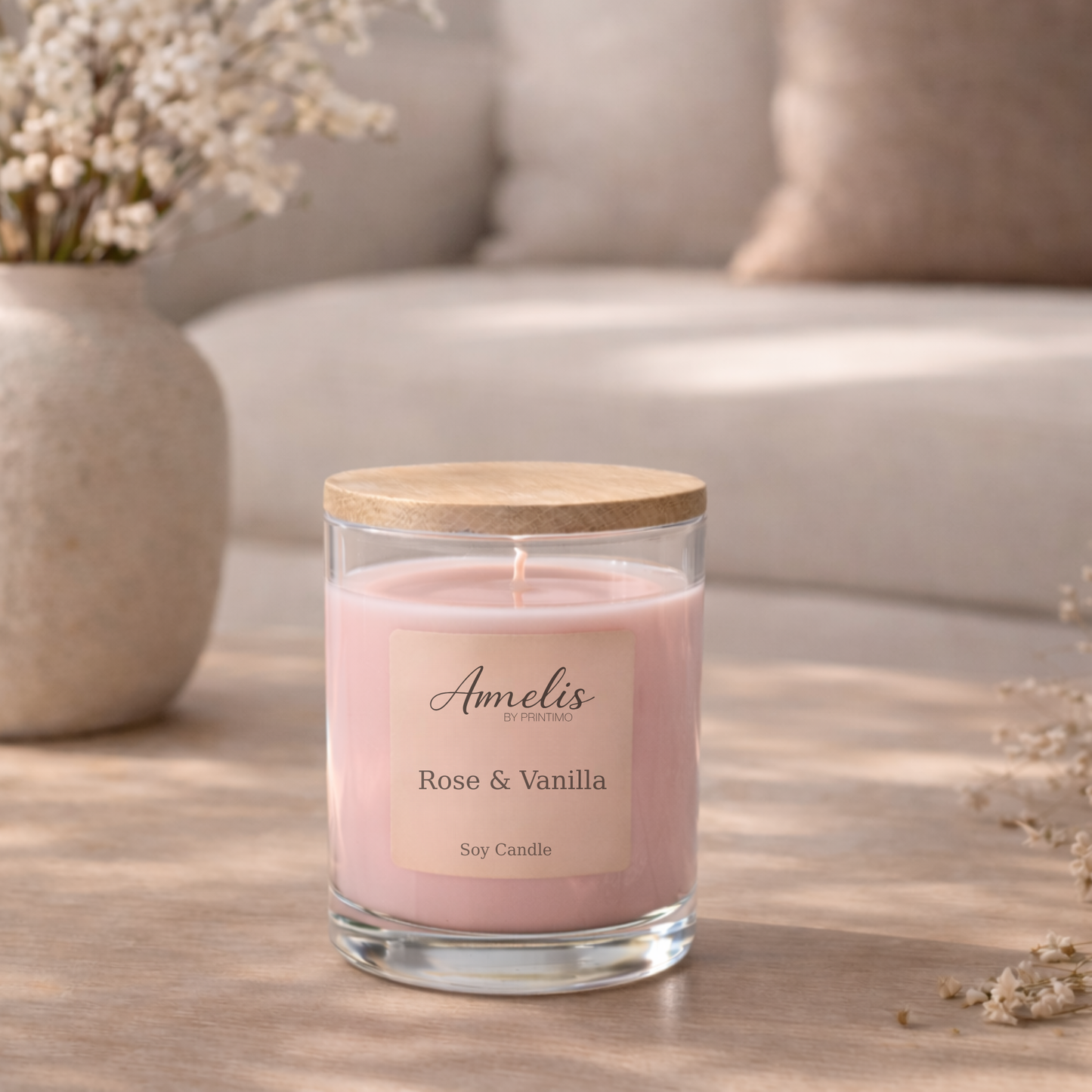 Αρωματικό Κερί Σόγιας Rose & Vanilla