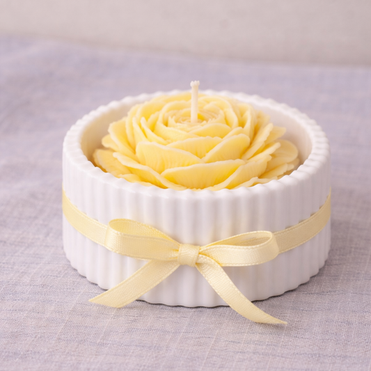 Πορσελάνινο Βάζο με Αρωματικό Κερί Παιώνια Κίτρινη