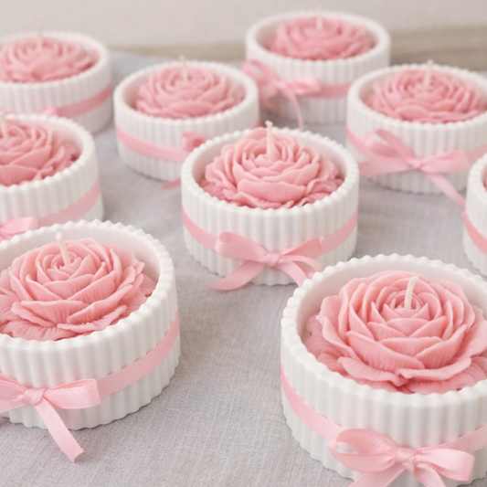 Πορσελάνινο Βάζο με Αρωματικό Κερί Παιώνια Ρόζ