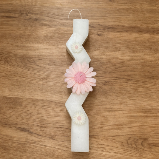 Χειροποίητη Πασχαλινή Λαμπάδα με Διακοσμητικά Λουλούδια