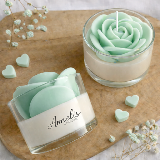 Αρωματικό Κερί Τριαντάφυλλο Μέντα σε Γυάλινο Ποτήρι