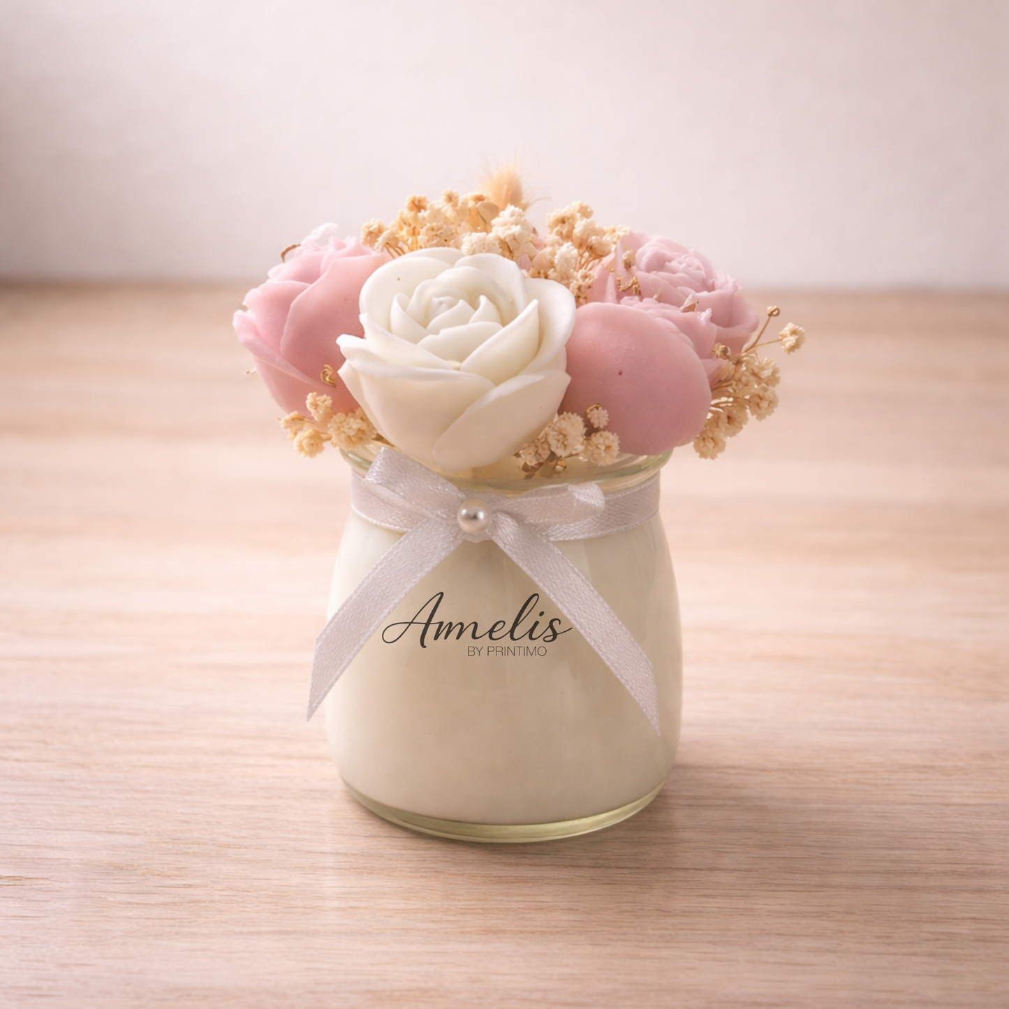 Τριαντάφυλλα απο κερί σε Γυάλινο Βαζάκι