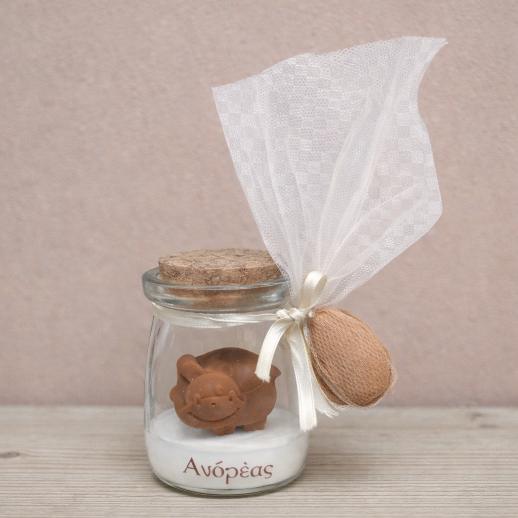 Μπομπονιέρα Κερί Ζωάκι σε Γυάλινο Βαζάκι