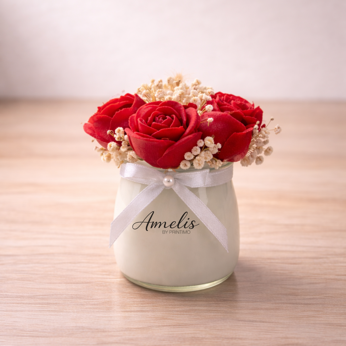 Τριαντάφυλλα απο κερί  σε Γυάλινο Βαζάκι