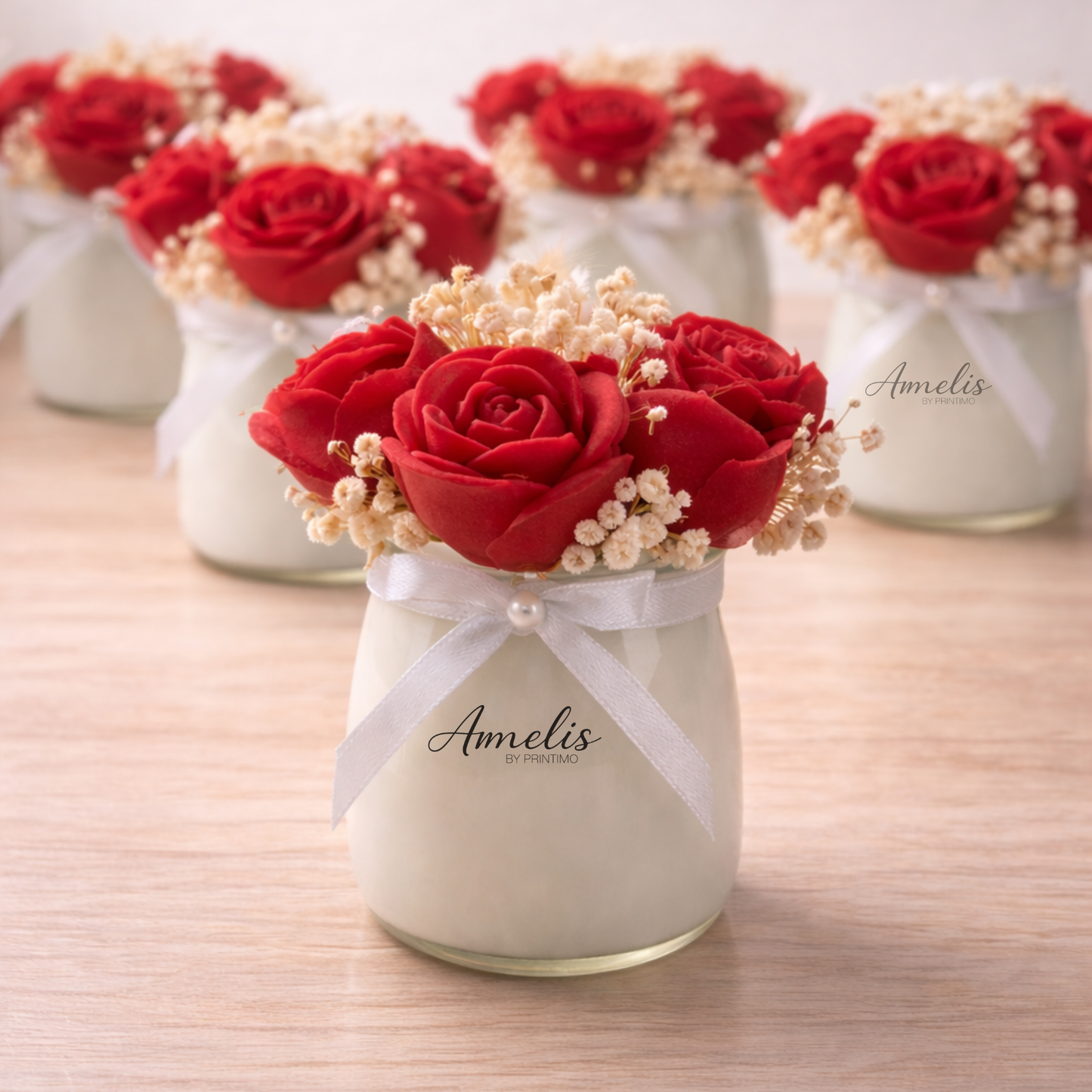 Τριαντάφυλλα απο κερί  σε Γυάλινο Βαζάκι