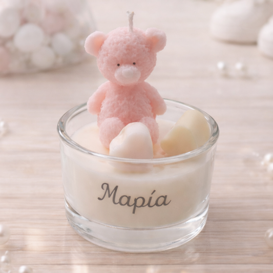Μπομπονιέρα Κερί Αρκουδάκι σε Γυάλινο Βαζάκι