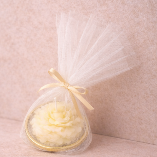 Μπομπονιέρα Γάμου Κρίκος με Κερί Παιώνια