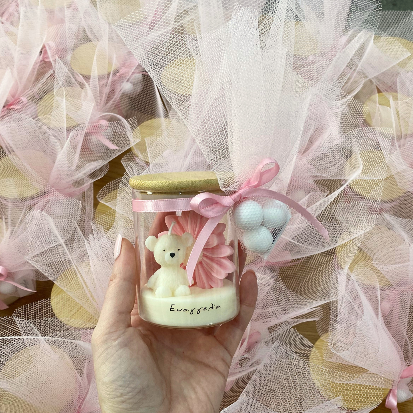 Μπομπονιέρα Κερί Αρκουδάκι σε Βαζάκι